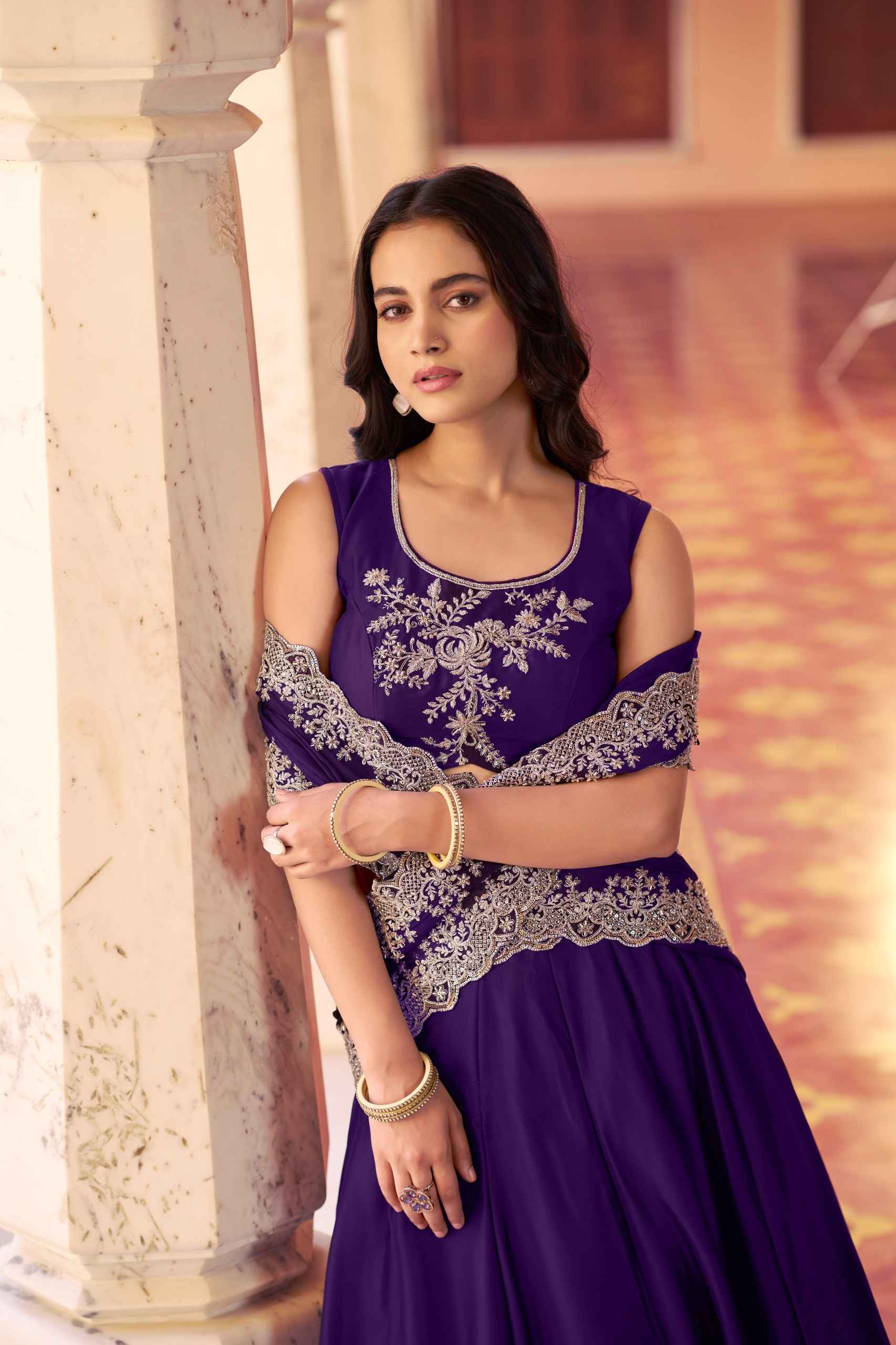 RANGOLI SILK TUBE BEADS WITH SEQUENCE THREAD EMBROIDERY WORK LEHENGA CHOLI