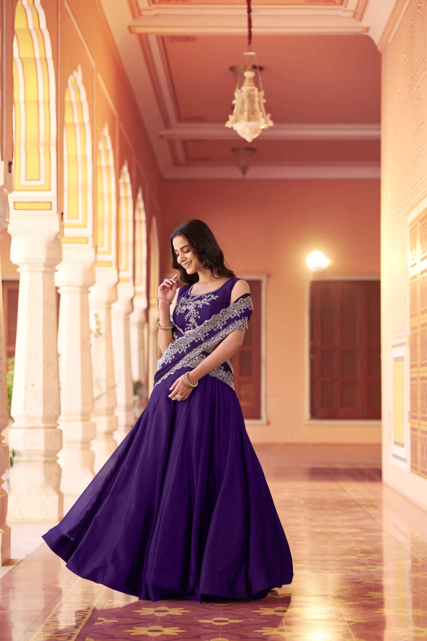 RANGOLI SILK TUBE BEADS WITH SEQUENCE THREAD EMBROIDERY WORK LEHENGA CHOLI