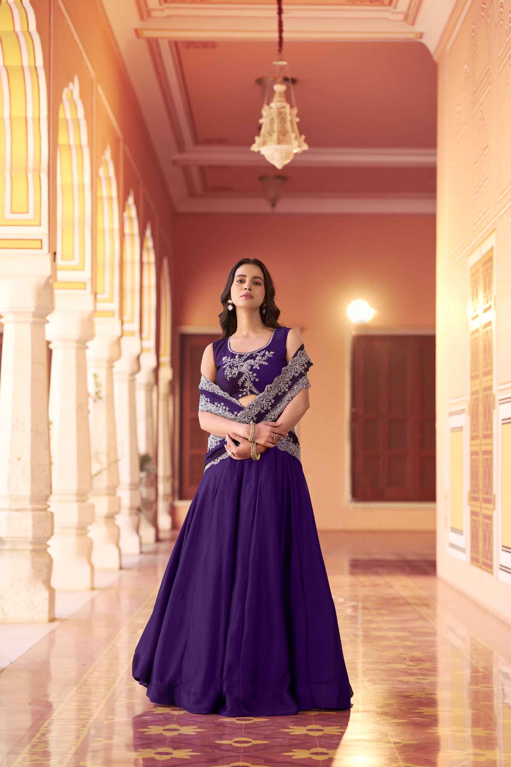 RANGOLI SILK TUBE BEADS WITH SEQUENCE THREAD EMBROIDERY WORK LEHENGA CHOLI