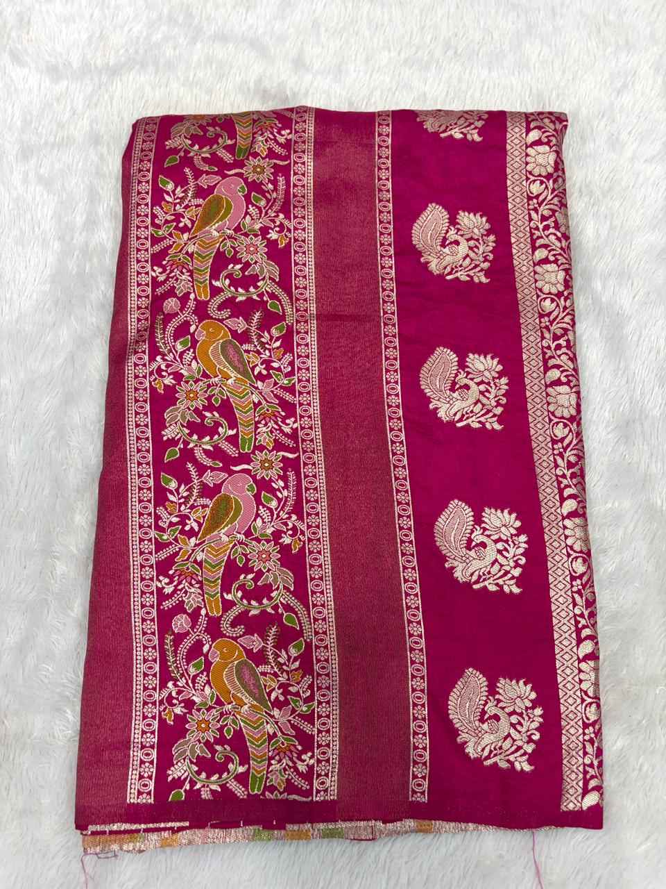 CREPE KHADI COTTAN SILK MEENKARI JARI WOOVEN SAREE 