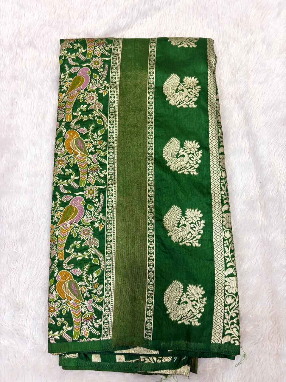 CREPE KHADI COTTAN SILK MEENKARI JARI WOOVEN SAREE 