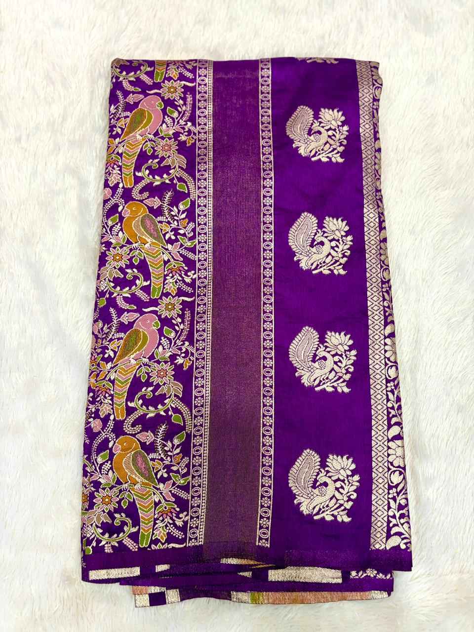 CREPE KHADI COTTAN SILK MEENKARI JARI WOOVEN SAREE 