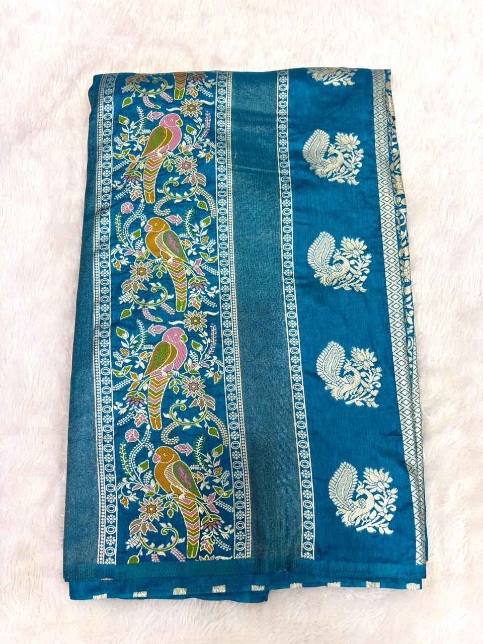 CREPE KHADI COTTAN SILK MEENKARI JARI WOOVEN SAREE 