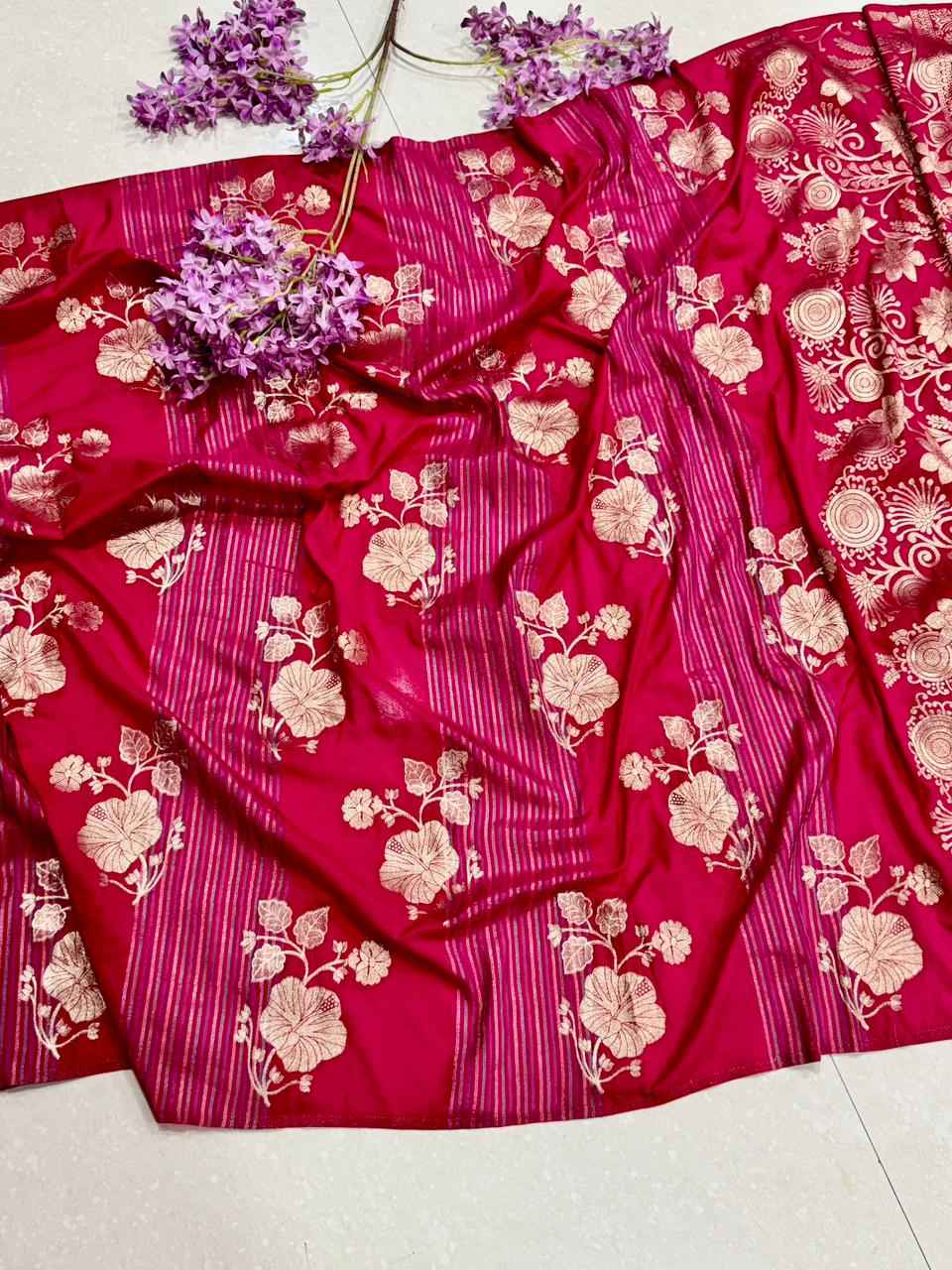 RICH CREPE KHADI TISSUE PATTA PAITHANI SILK JARI WOOVEN SAREE 
