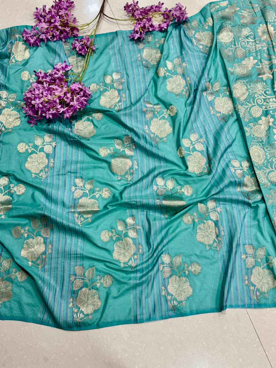 RICH CREPE KHADI TISSUE PATTA PAITHANI SILK JARI WOOVEN SAREE 