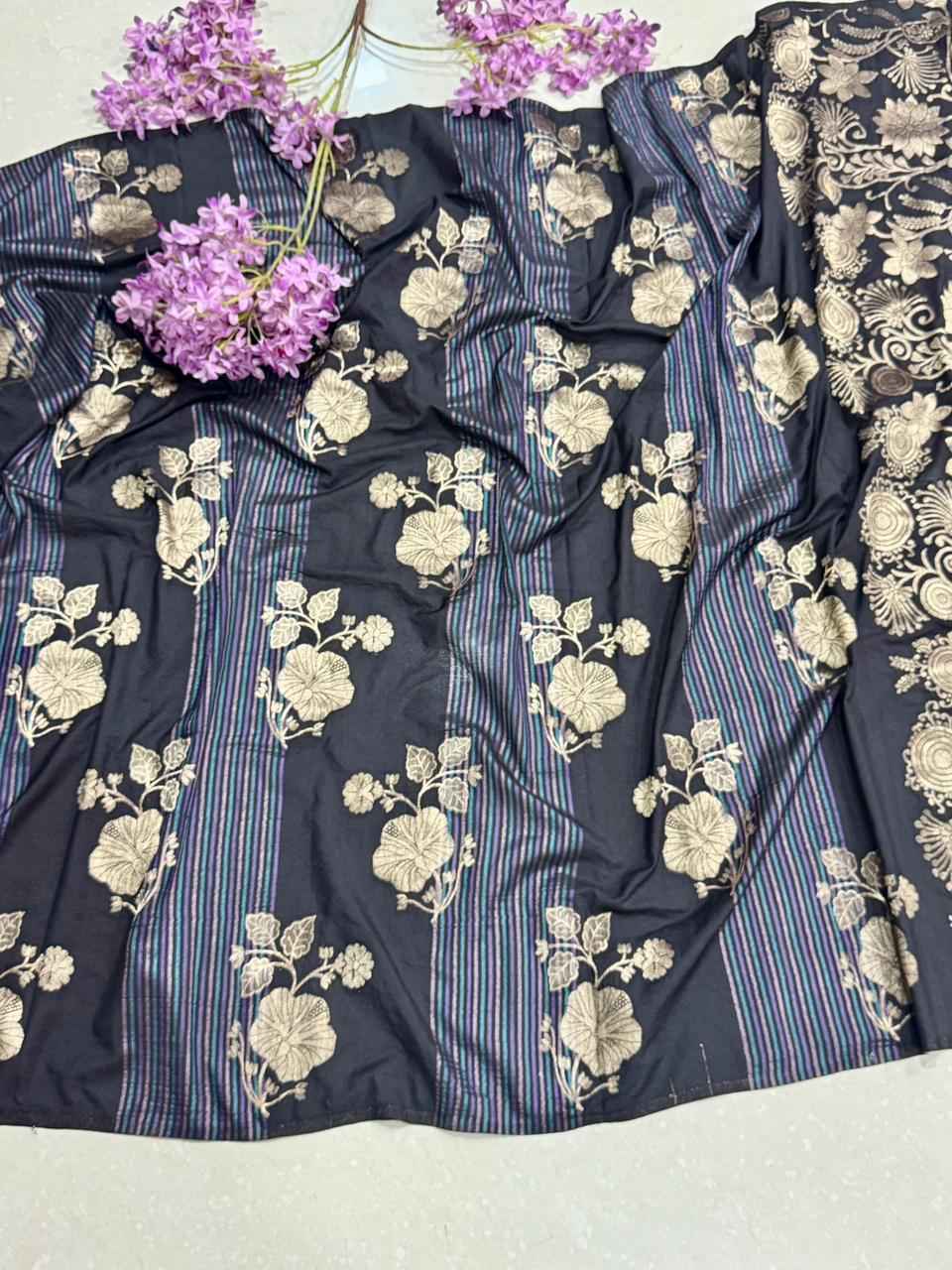RICH CREPE KHADI TISSUE PATTA PAITHANI SILK JARI WOOVEN SAREE 