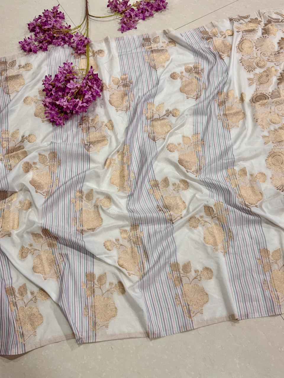 RICH CREPE KHADI TISSUE PATTA PAITHANI SILK JARI WOOVEN SAREE 