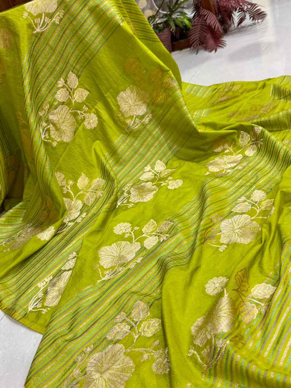 RICH CREPE KHADI TISSUE PATTA PAITHANI SILK JARI WOOVEN SAREE 