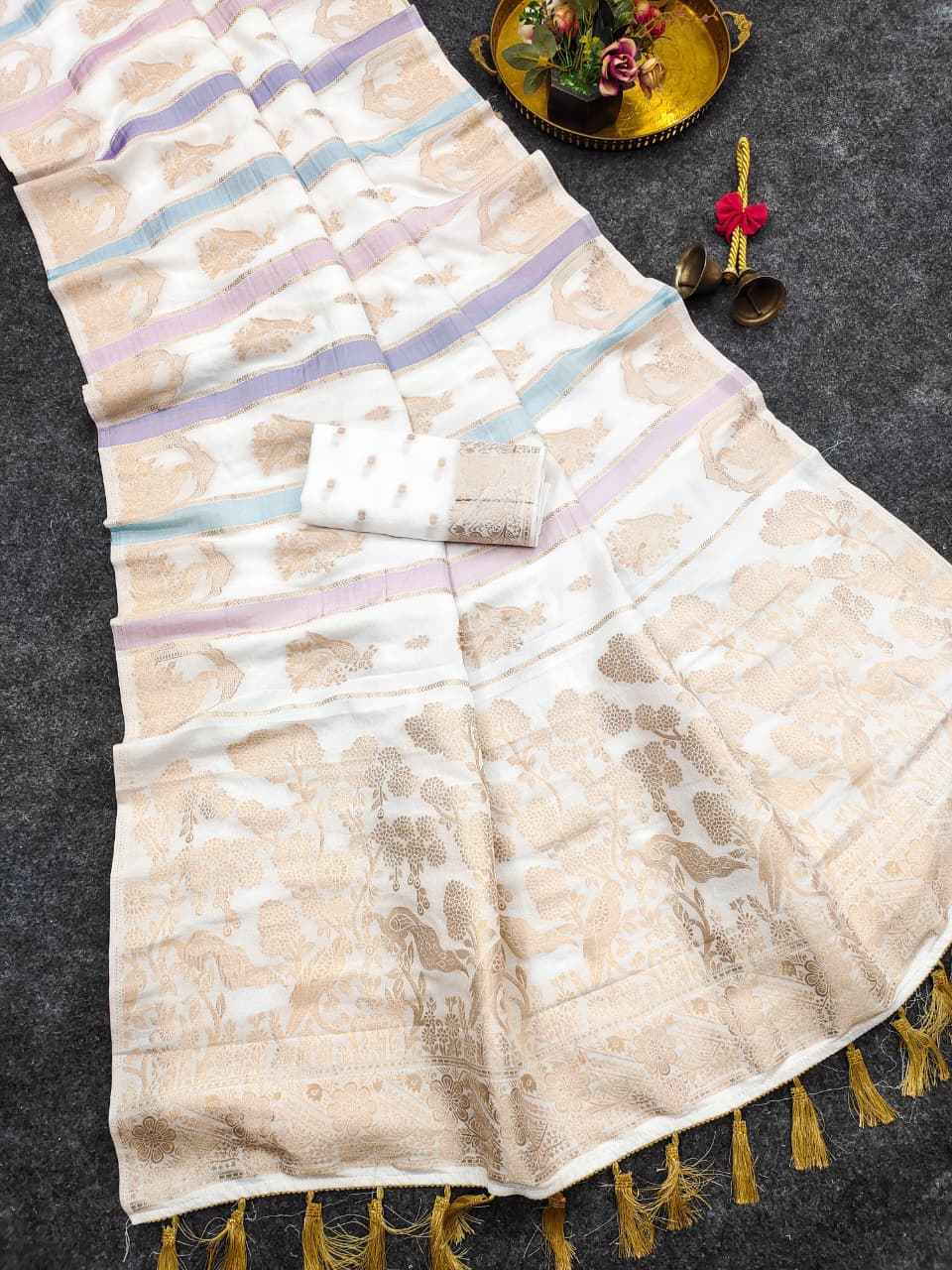 RICH CREPE KHADI MULTI COLOUR TISSUE PATTA PAITHANI SILK JARI WOOVEN SAREE 