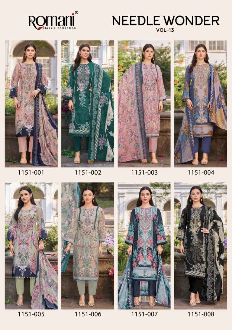 ROMANI NEEDLE WONDER VOL-13 SOFT COTTON DIGITAL PRINTED DRESS MATERIAL 