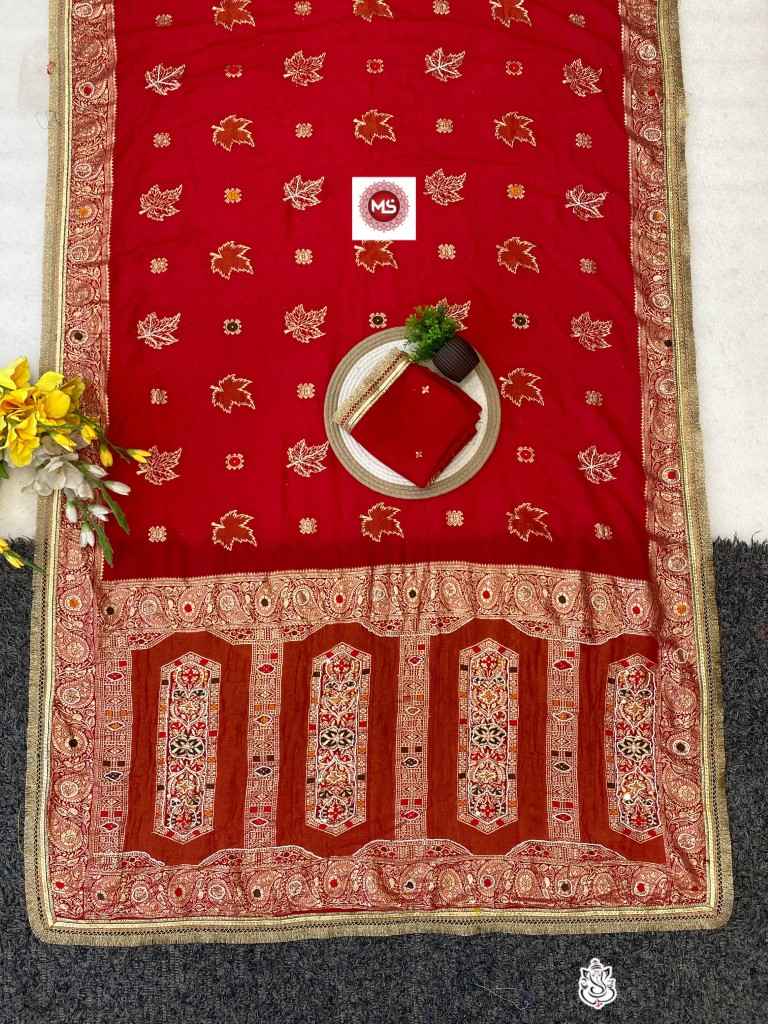 SOFT DOLA SILK MOTI HANWORK TISSUE WEAVING SAREE