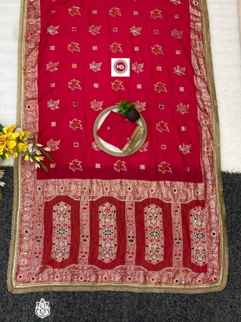 SOFT DOLA SILK MOTI HANWORK TISSUE WEAVING SAREE