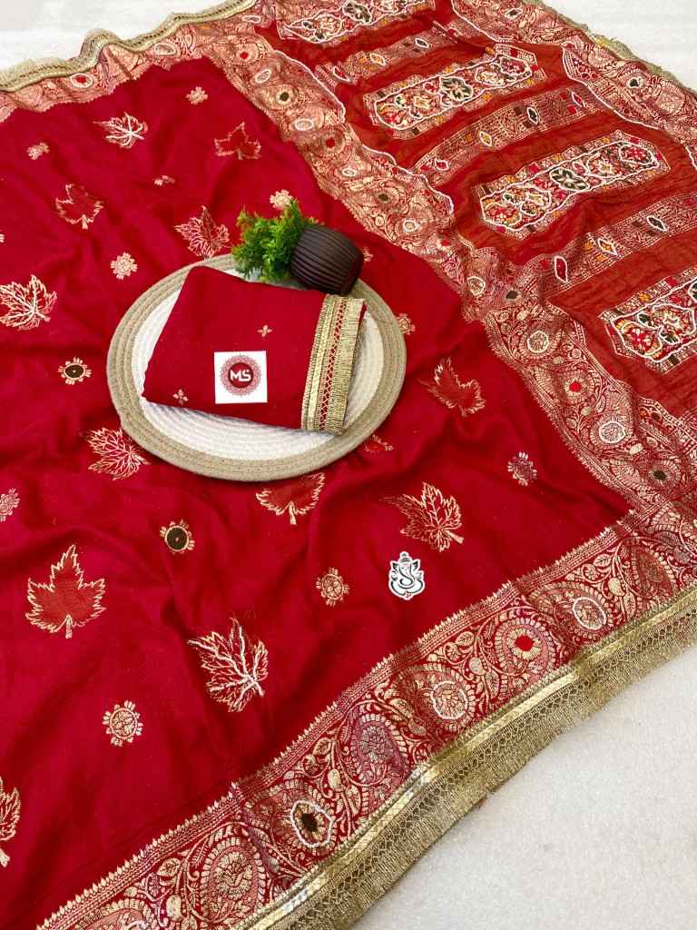 SOFT DOLA SILK MOTI HANWORK TISSUE WEAVING SAREE