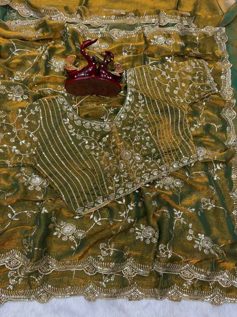 SOFT FRENDY CHIFFON SEQUENCE EMBROIDERY WORK SAREE