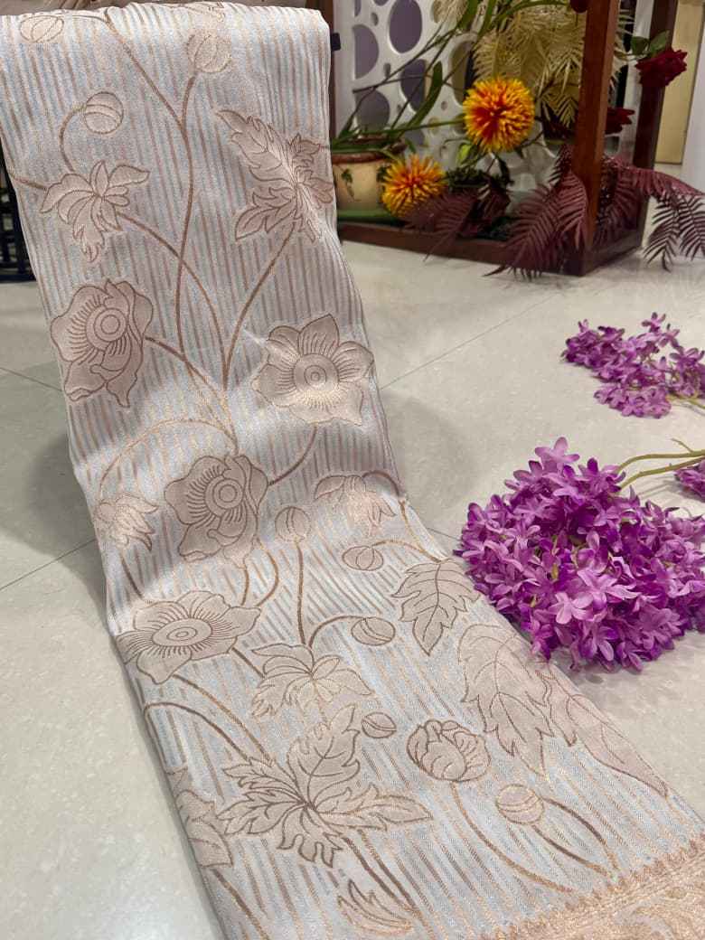 SOFT KHADI CREPE SILK FLORAL ZARI WEAVING SAREE