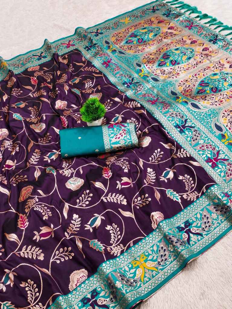 SOFT PAITHANI SILK ZARI WEAVING MEENAKARI MOTIFS SAREE 