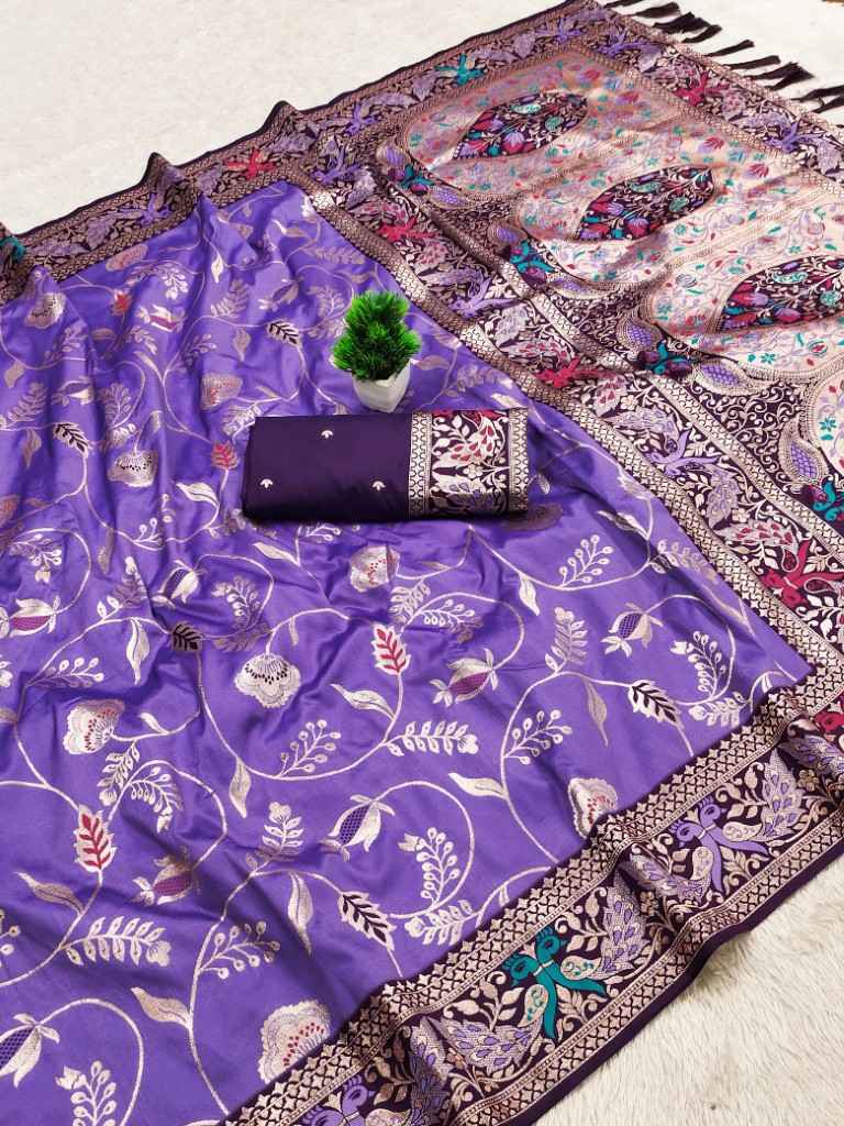 SOFT PAITHANI SILK ZARI WEAVING MEENAKARI MOTIFS SAREE 