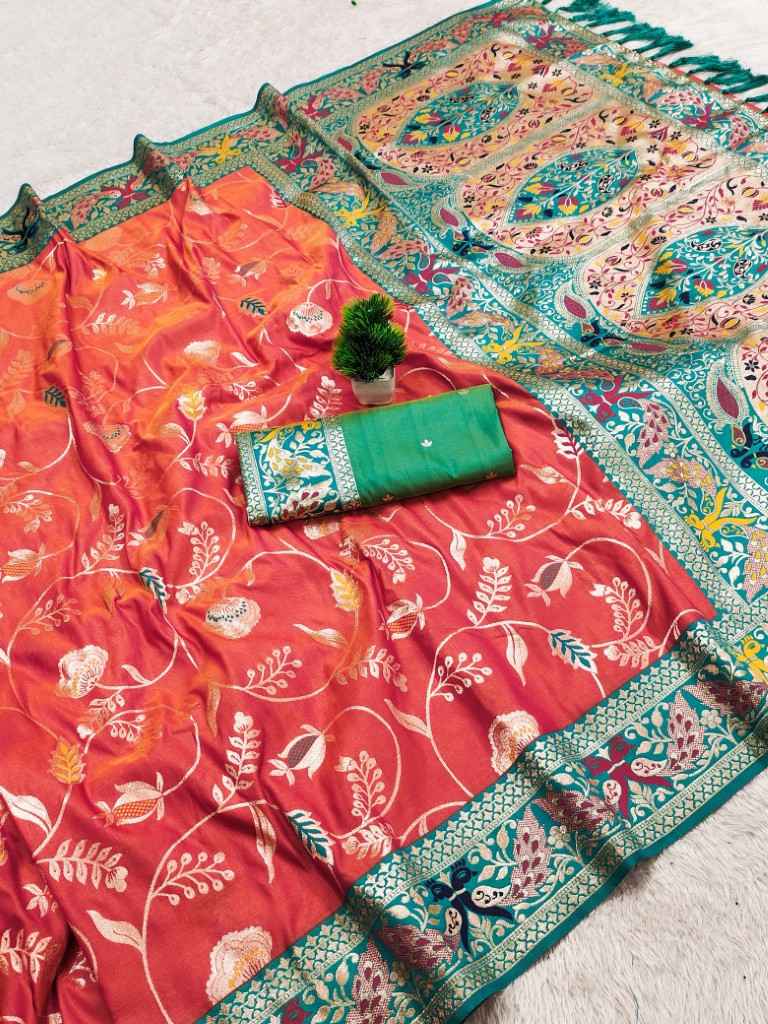 SOFT PAITHANI SILK ZARI WEAVING MEENAKARI MOTIFS SAREE 