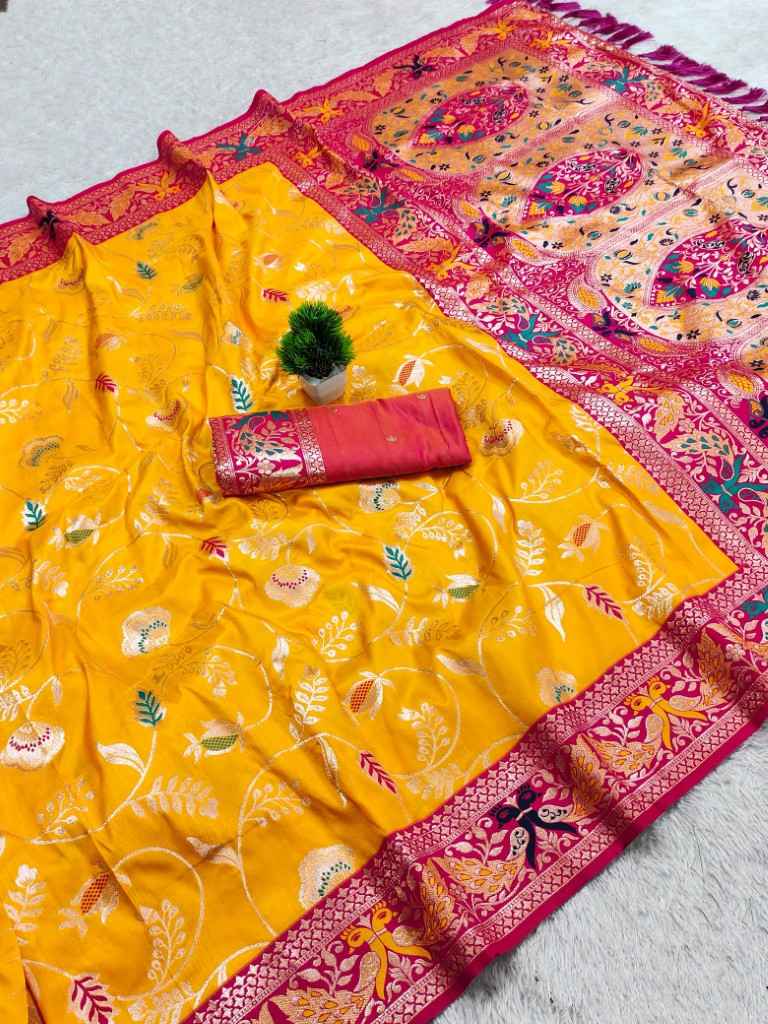 SOFT PAITHANI SILK ZARI WEAVING MEENAKARI MOTIFS SAREE 