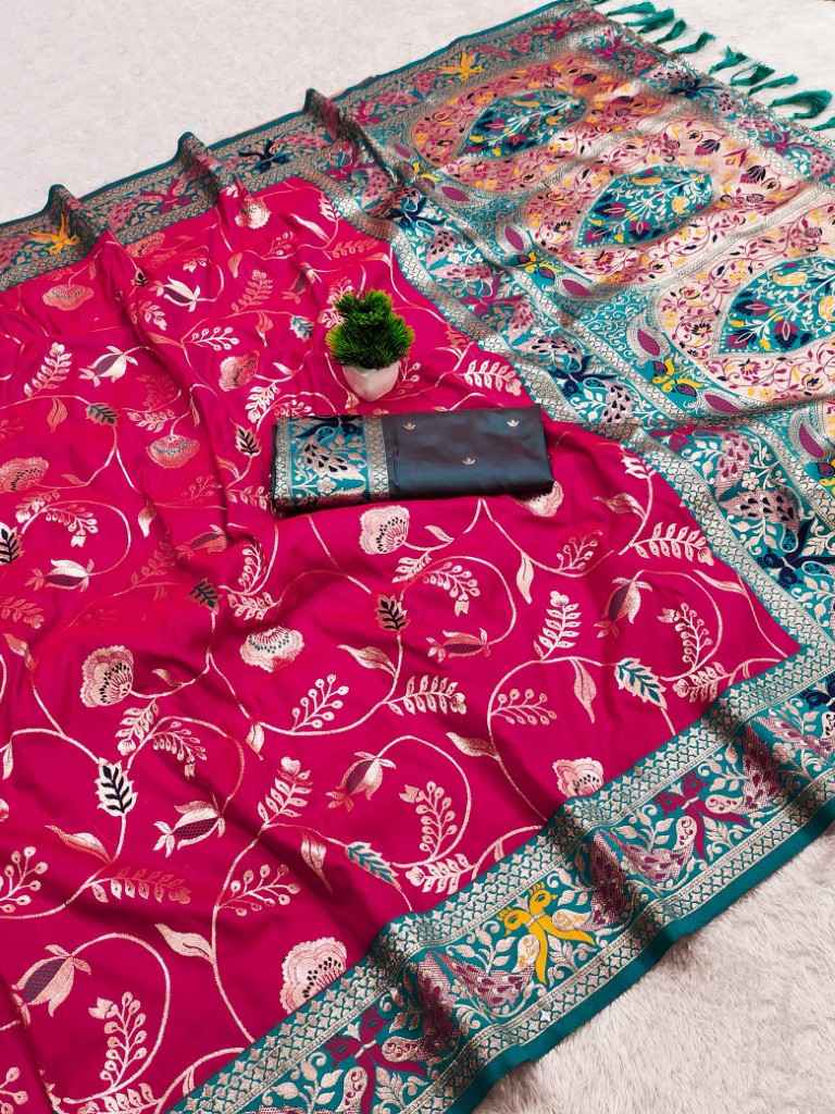 SOFT PAITHANI SILK ZARI WEAVING MEENAKARI MOTIFS SAREE 