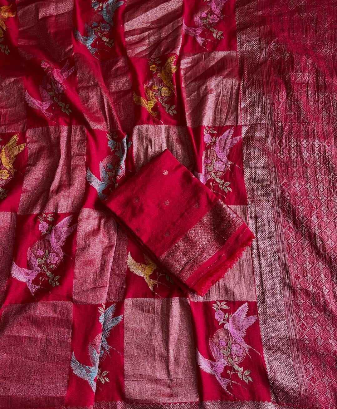 SOFT PURE KHADI CREPE SILK JARI WEAVING SAREE 