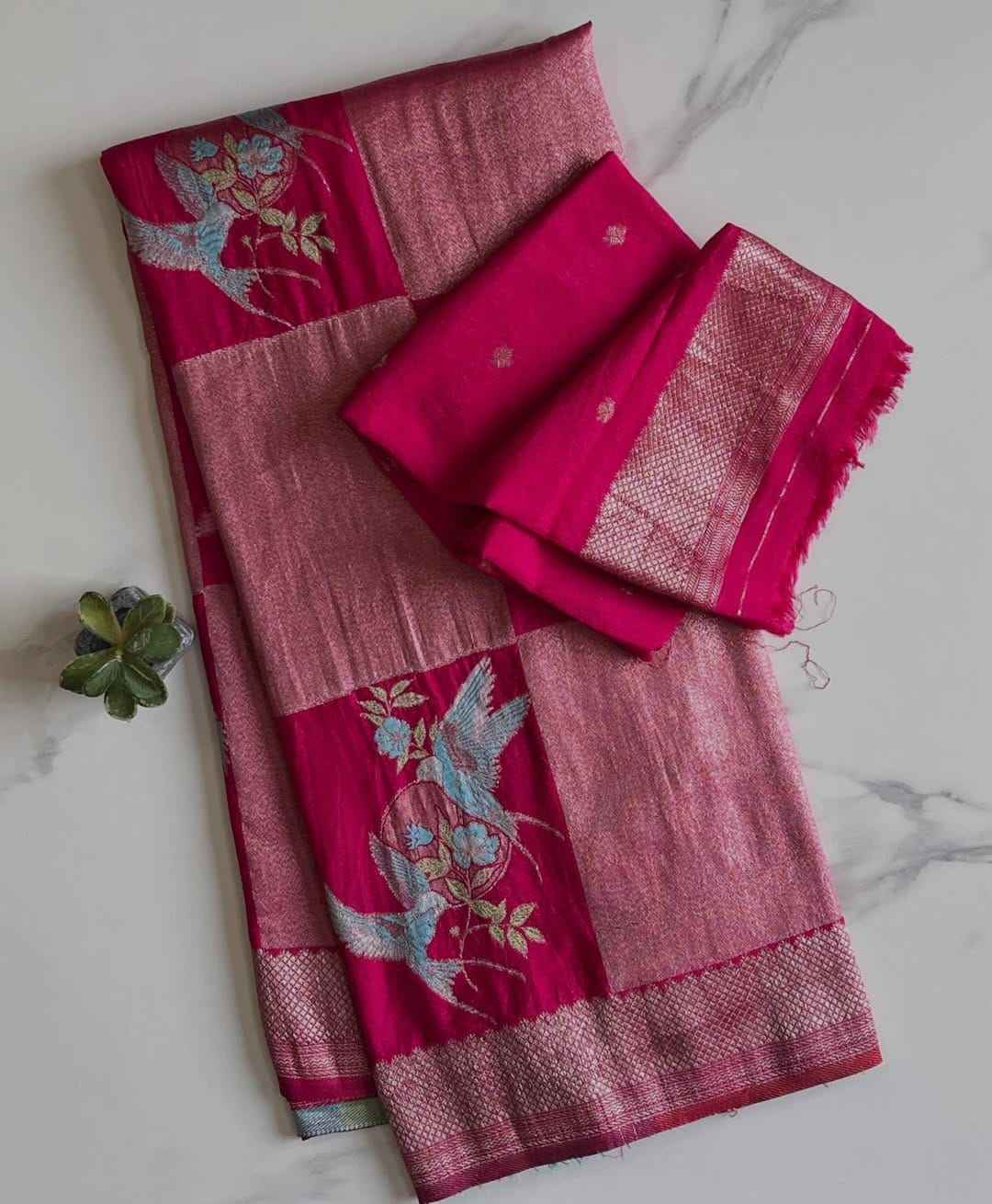 SOFT PURE KHADI CREPE SILK JARI WEAVING SAREE 