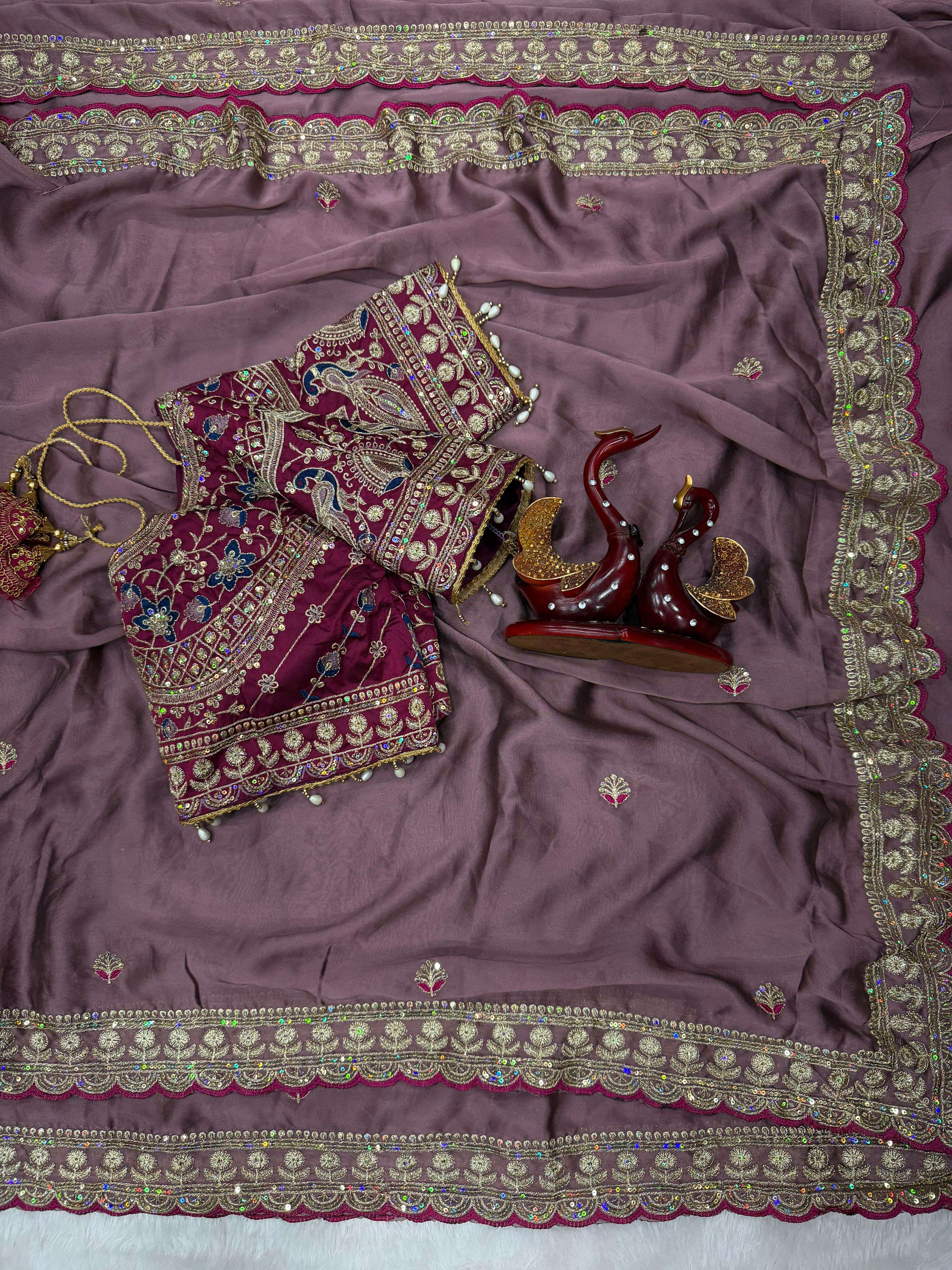 SOFT RANGOLI SILK SEQUENCE EMBROIDERY WORK SAREE WHOLESALE PRICE AT ...