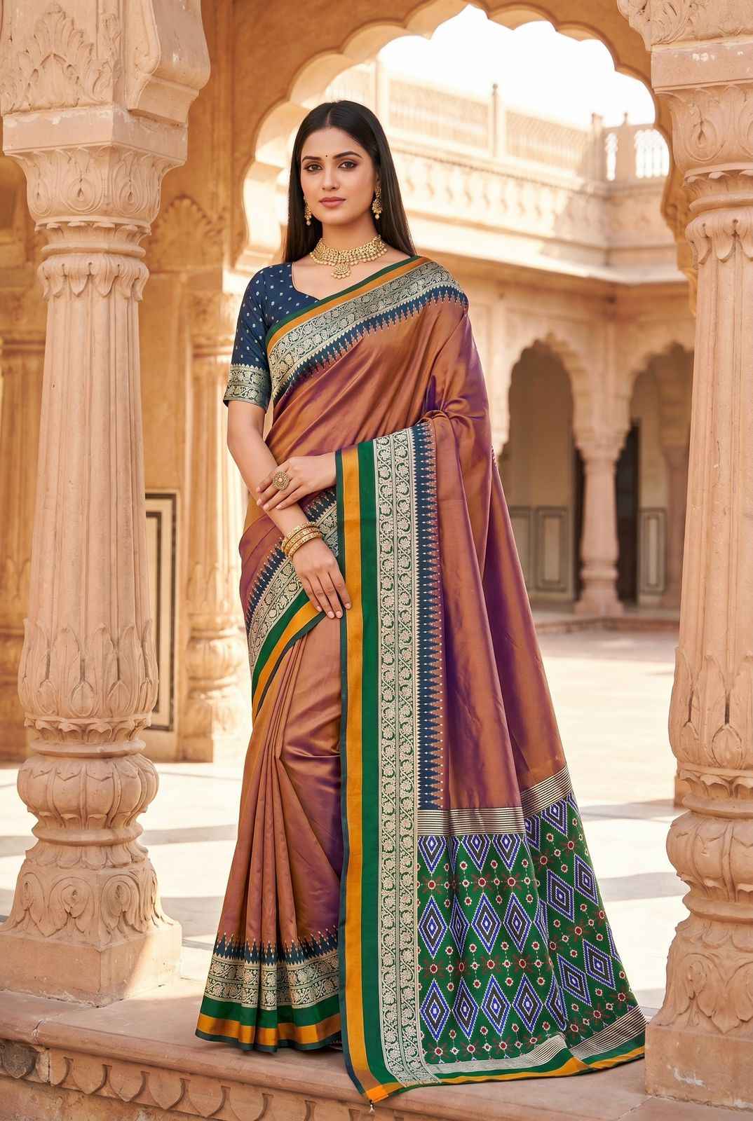 SOFT SMOOTH SILK SELF ZARI WEAVING PATOLA STYLE SAREE