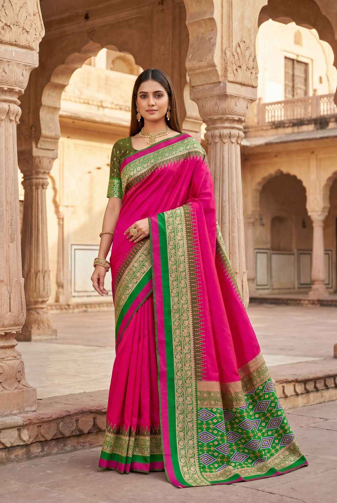 SOFT SMOOTH SILK SELF ZARI WEAVING PATOLA STYLE SAREE