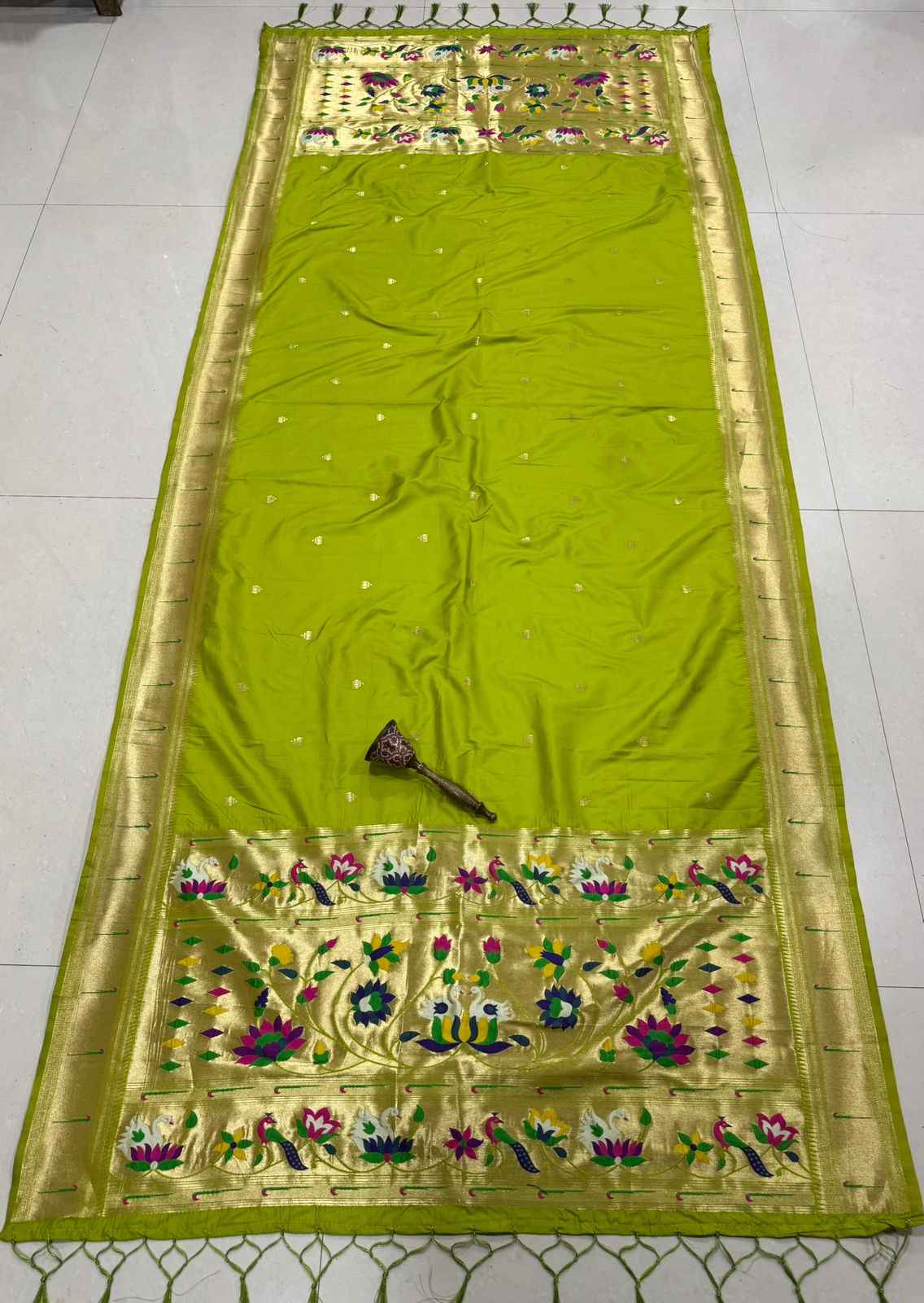 SOFT SILK ZARI MUNIYA BORDER LOTUS PAITHANI DUPATTA 