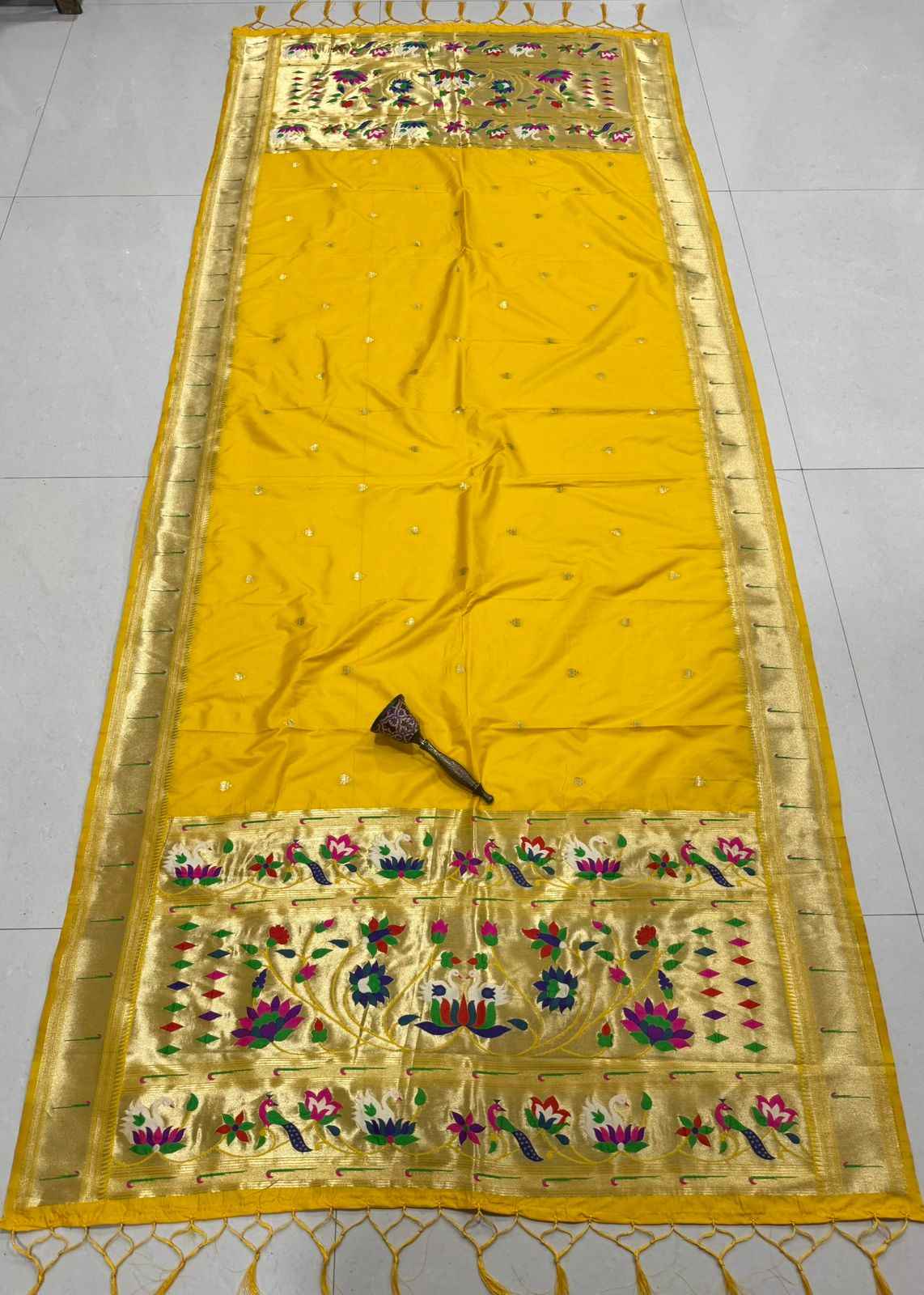 SOFT SILK ZARI MUNIYA BORDER LOTUS PAITHANI DUPATTA 