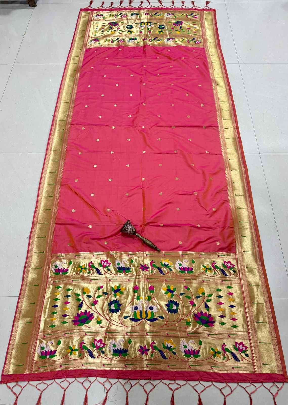 SOFT SILK ZARI MUNIYA BORDER LOTUS PAITHANI DUPATTA 