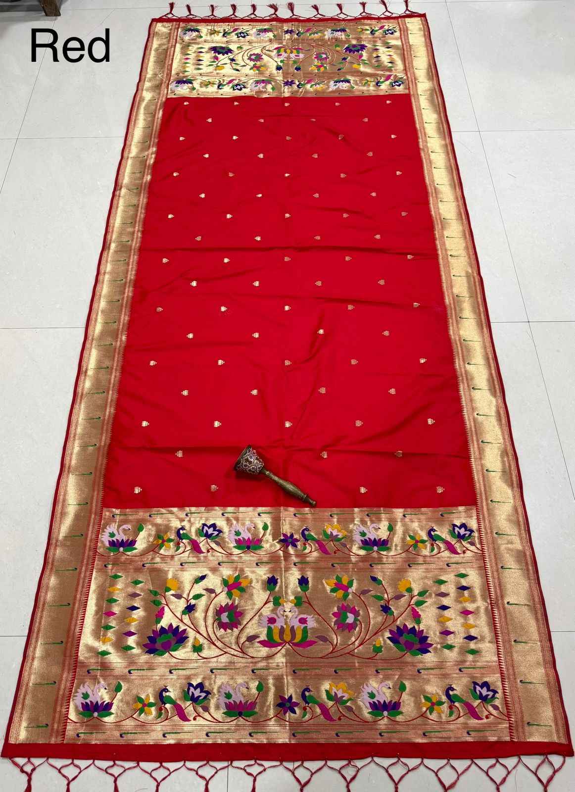 SOFT SILK ZARI MUNIYA BORDER LOTUS PAITHANI DUPATTA 