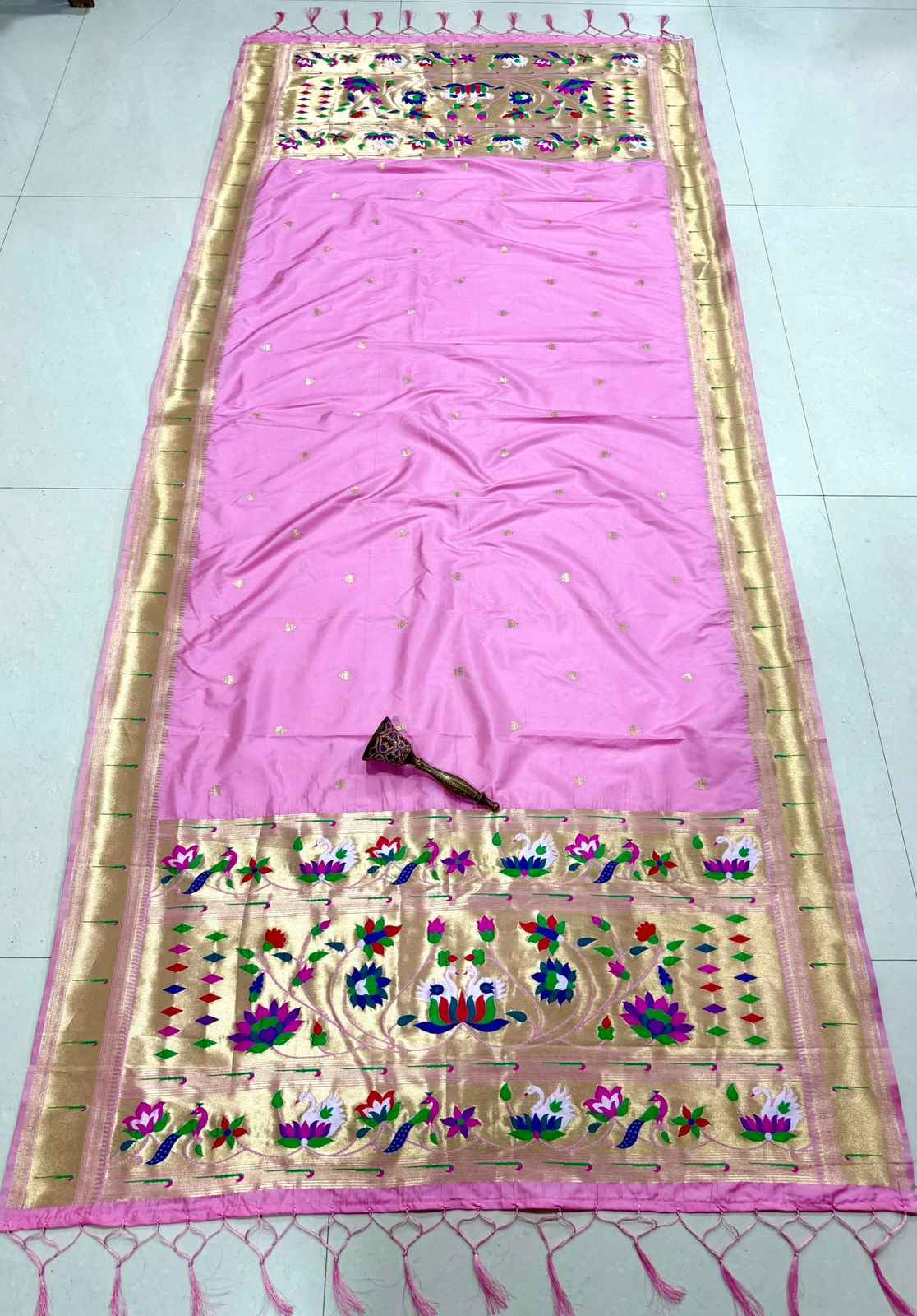SOFT SILK ZARI MUNIYA BORDER LOTUS PAITHANI DUPATTA 