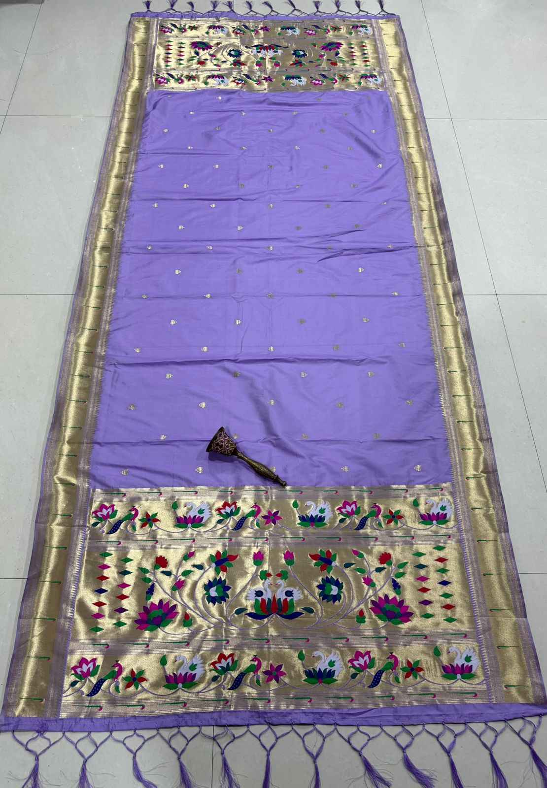 SOFT SILK ZARI MUNIYA BORDER LOTUS PAITHANI DUPATTA 