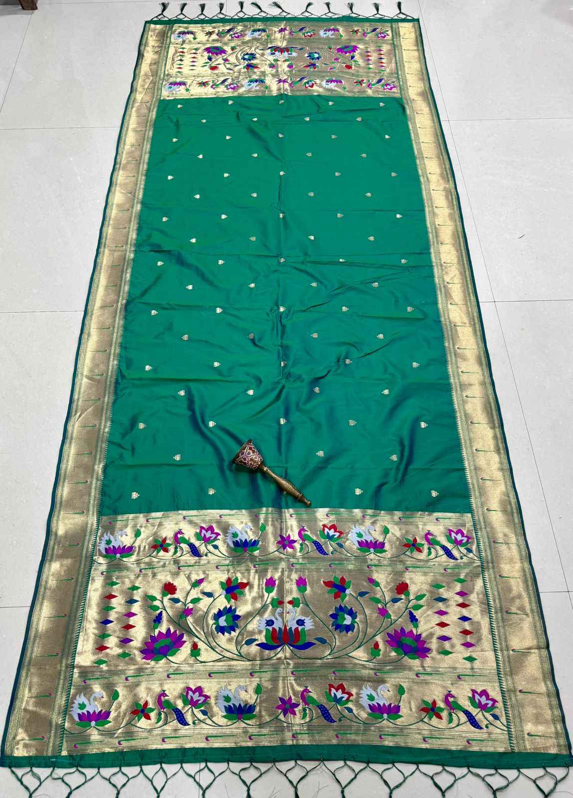 SOFT SILK ZARI MUNIYA BORDER LOTUS PAITHANI DUPATTA 