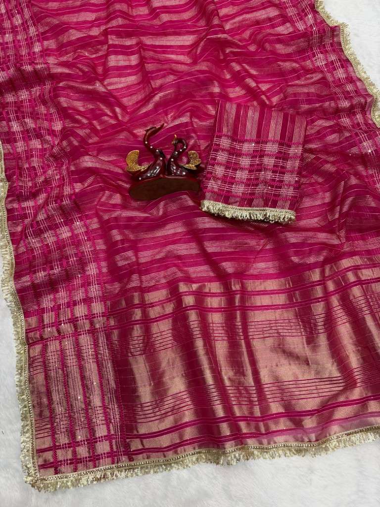 SOFT TISSUE SILK SEQUENCE RIBBON WEAVING WORK SAREE 