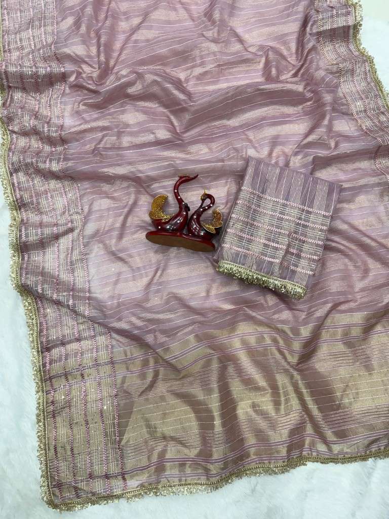 SOFT TISSUE SILK SEQUENCE RIBBON WEAVING WORK SAREE 