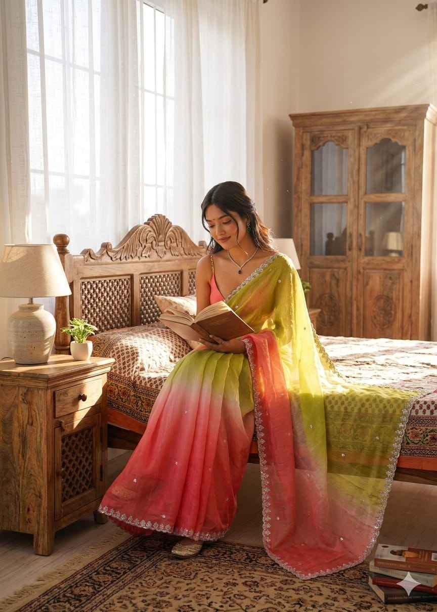 SPACE SILK SEQWANCE EMBROIDERY WORK SAREE