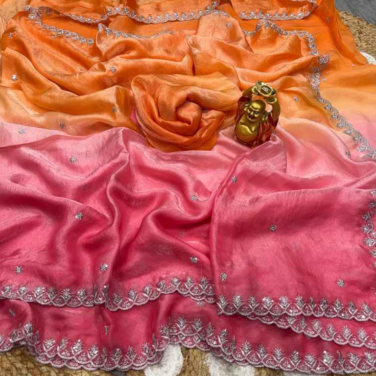 SPACE SILK SEQWANCE EMBROIDERY WORK SAREE