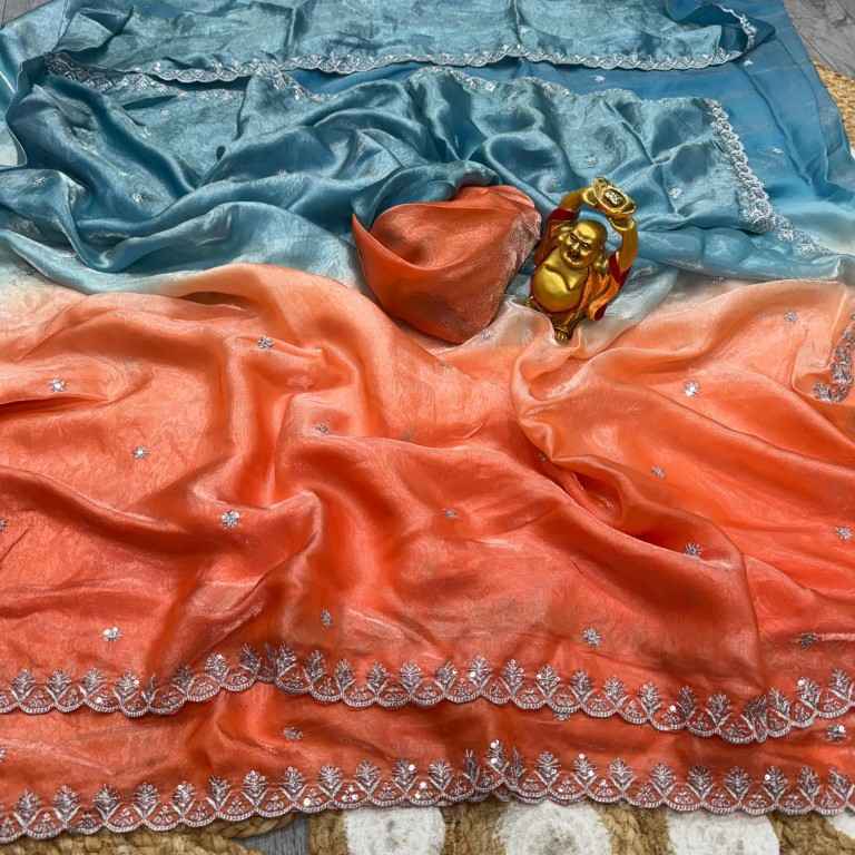 SPACE SILK SEQWANCE EMBROIDERY WORK SAREE