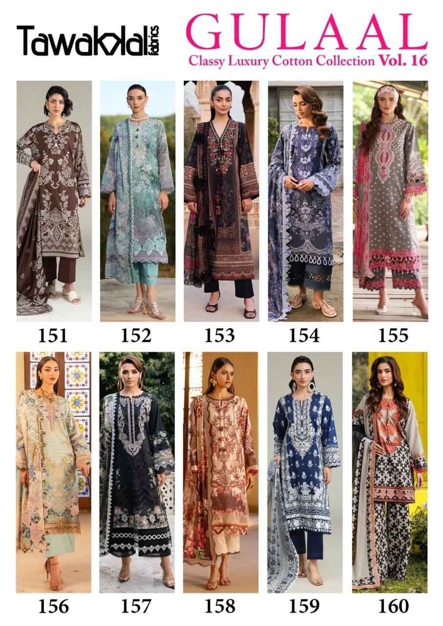 TAWAKKAL GULAAL VOL-16 PURE COTTON DRESS MATERIAL