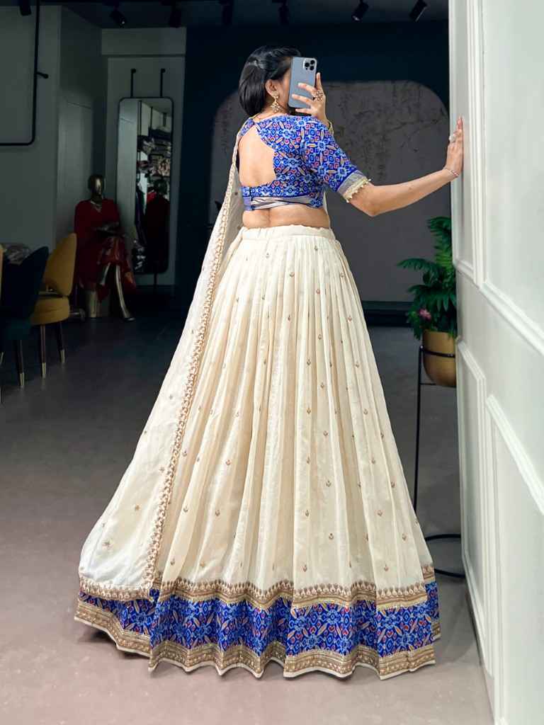 VICHITRA SILK SEQUINS AND THREAD EMBROIDERY WORK LEHENGA CHOLI