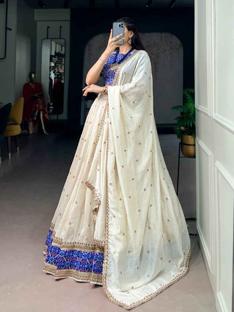 VICHITRA SILK SEQUINS AND THREAD EMBROIDERY WORK LEHENGA CHOLI