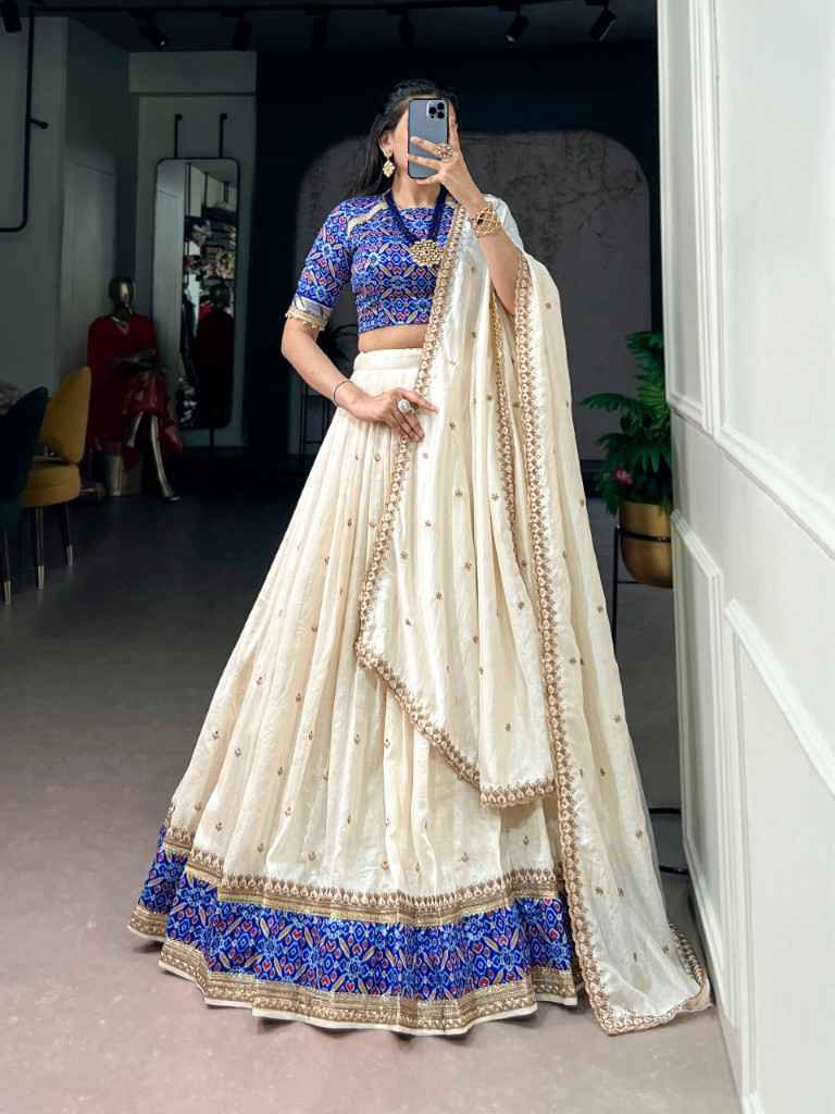 VICHITRA SILK SEQUINS AND THREAD EMBROIDERY WORK LEHENGA CHOLI