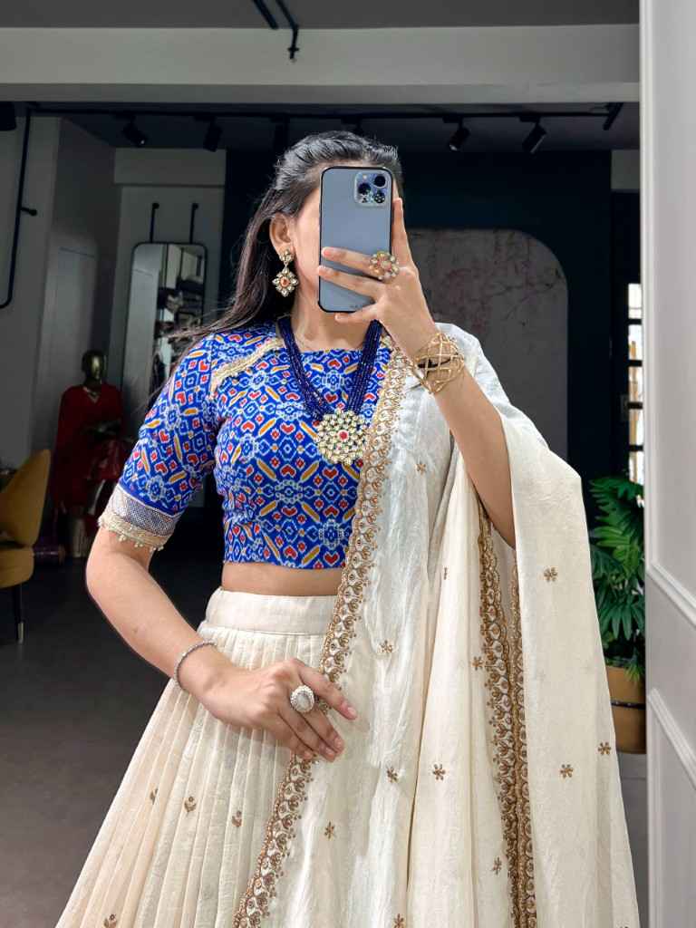 VICHITRA SILK SEQUINS AND THREAD EMBROIDERY WORK LEHENGA CHOLI