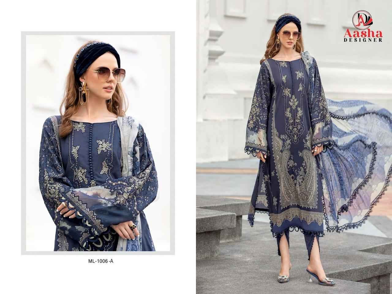 AASHA DESIGNER D.NO 1006 (AD) PURE COTTON PAKISTANI DRESS MATERIAL