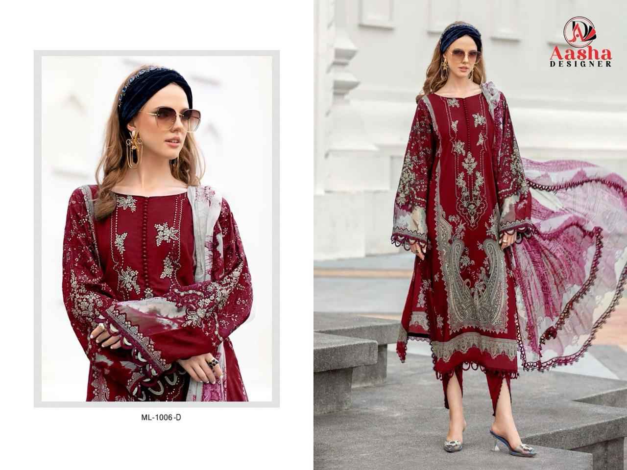 AASHA DESIGNER D.NO 1006 (AD) PURE COTTON PAKISTANI DRESS MATERIAL