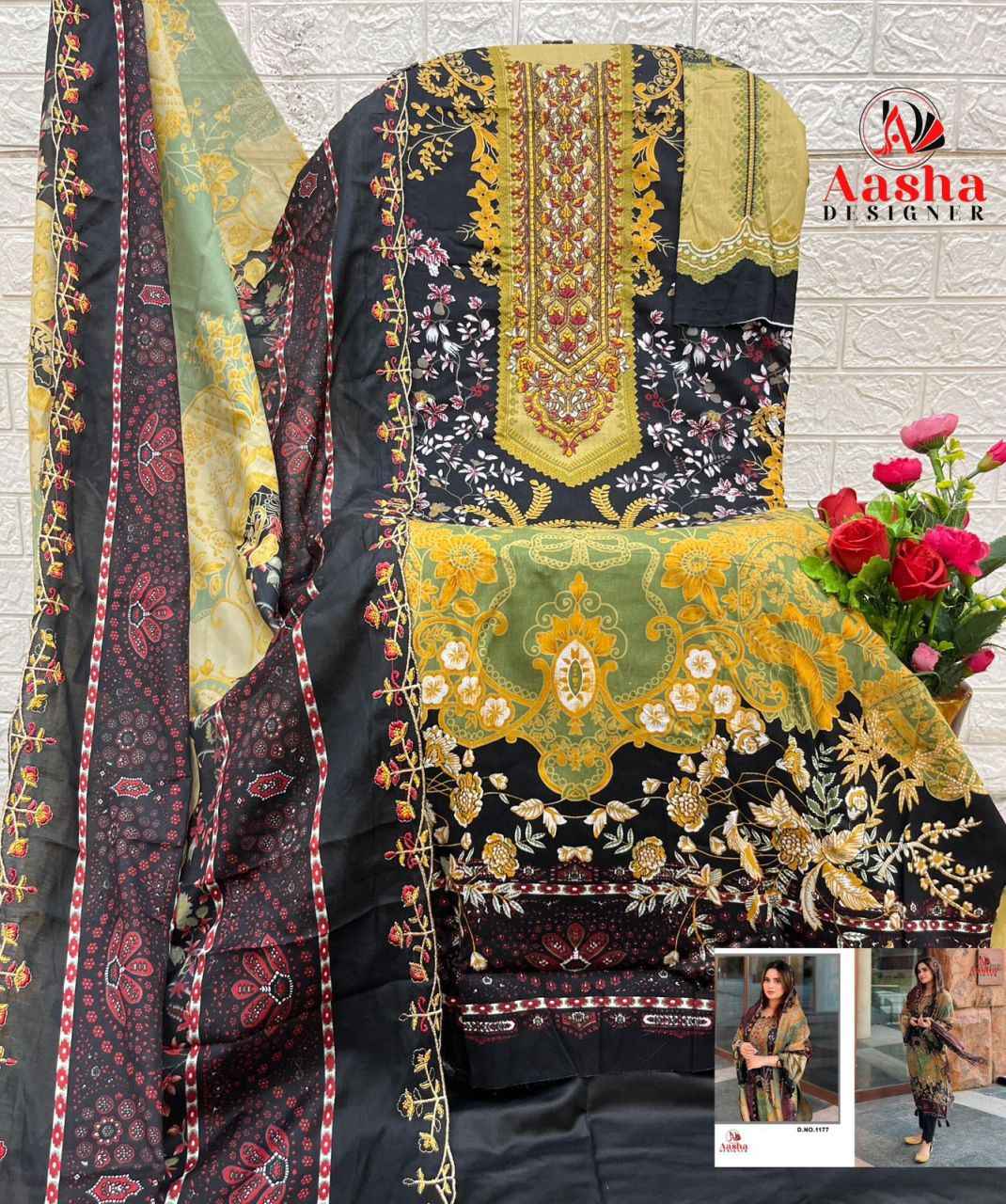 AASHA DESIGNER D.NO 1177 PURE COTTON PRINTED DRESS MATERIAL 