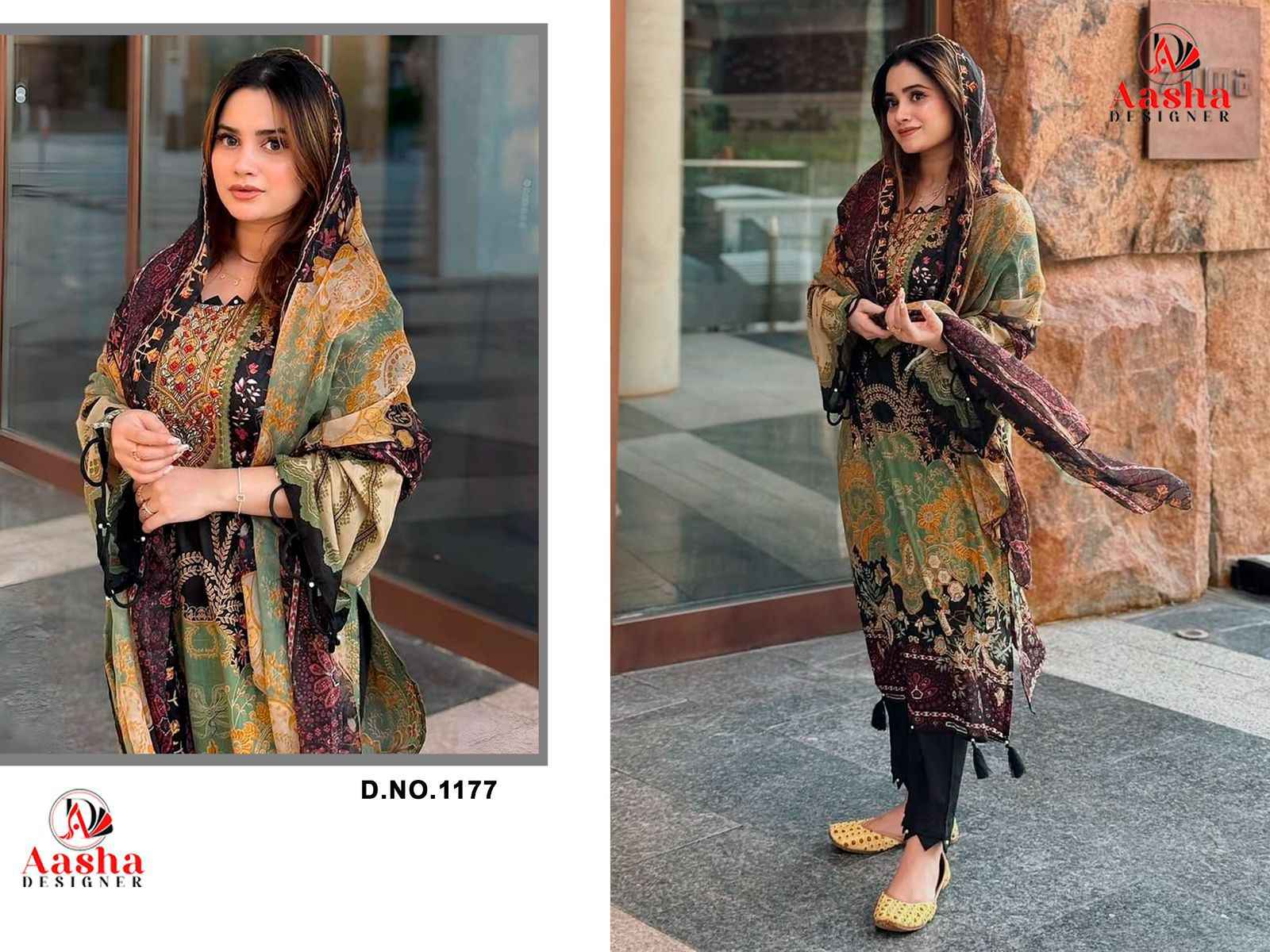 AASHA DESIGNER D.NO 1177 PURE COTTON PRINTED DRESS MATERIAL 
